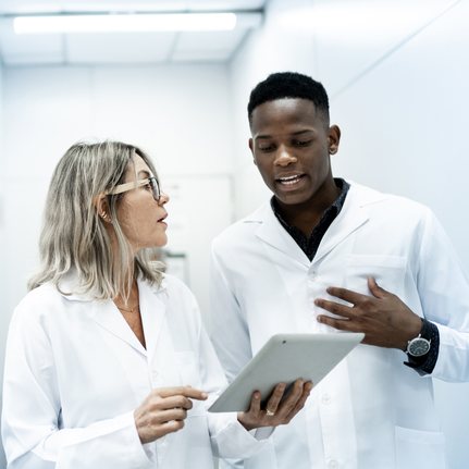 Two pharmacists working together